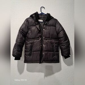 H&M Black Puffer Jacket Kids with Hood and Quilted Design